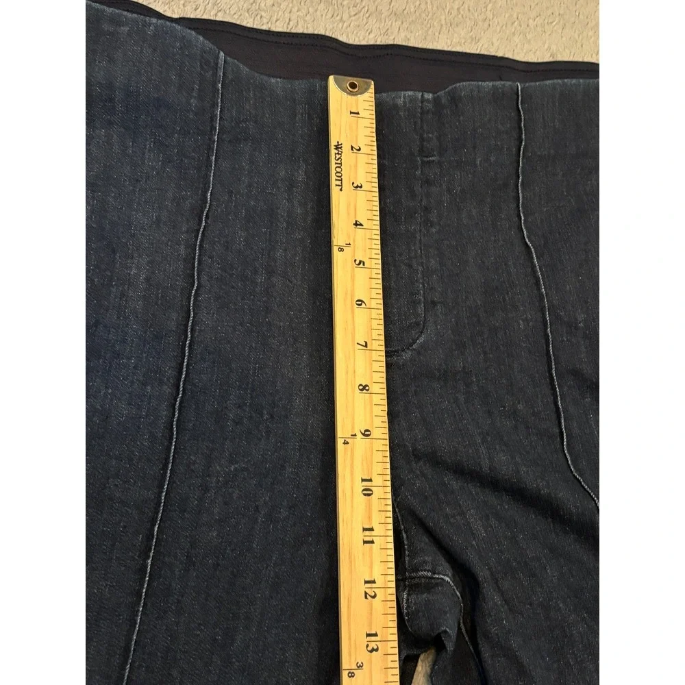 Chico's Dark Wash Wide Leg Denim Pull On Pants Front Seam Size 2T US 12T Tall